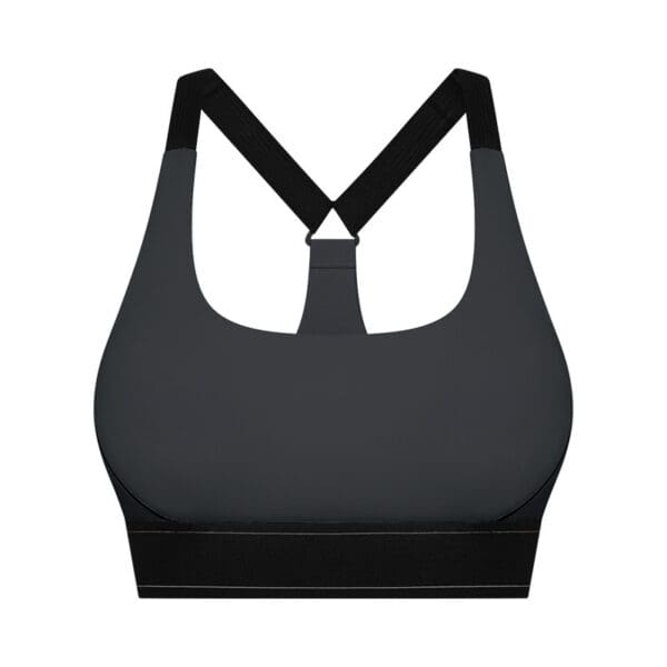 A black sports bra with straps on top of it.